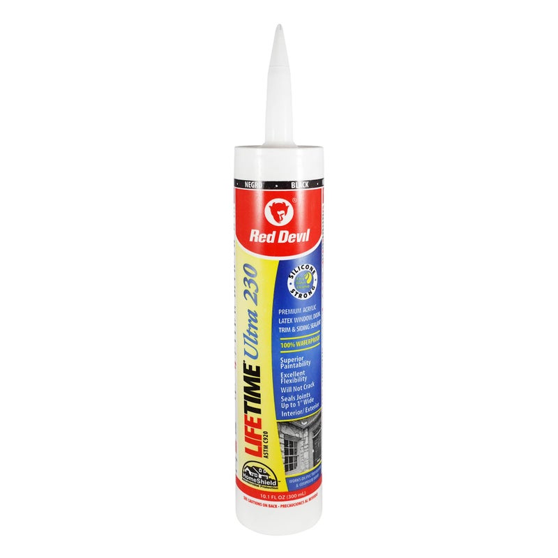 Red Devil 077060 Lifetime Ultra Premium Elastomeric Acrylic Latex Sealant, 10.1 oz., Black, 1 Pack - Image 1
